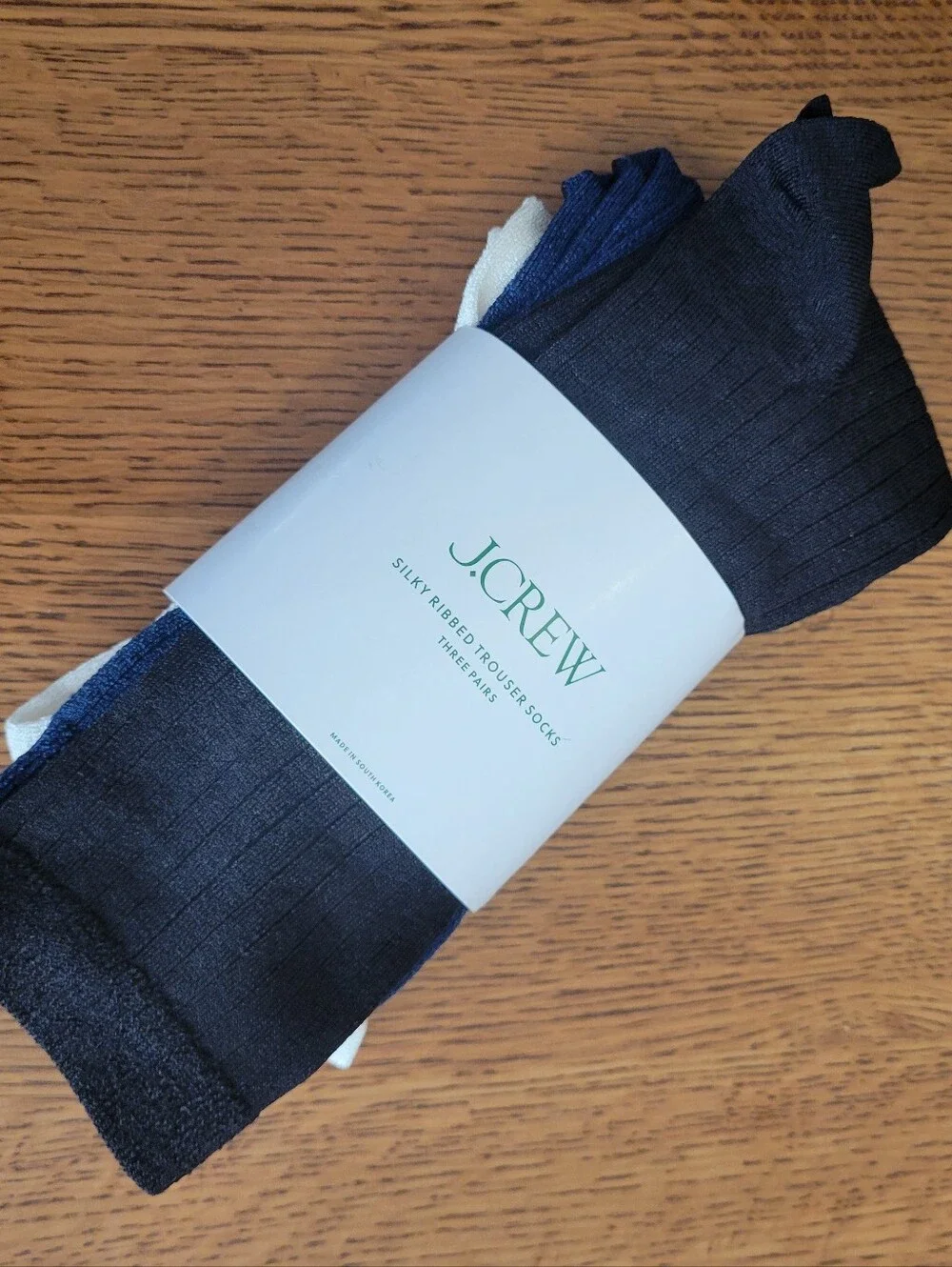 J. Crew Silky Ribbed Trouser Socks - 3 pair - Navy, Black, Ivory
